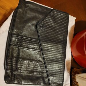 Vtg La Boutique d'Emelia Paris Made In France Large Black Envelope Clutch Purse